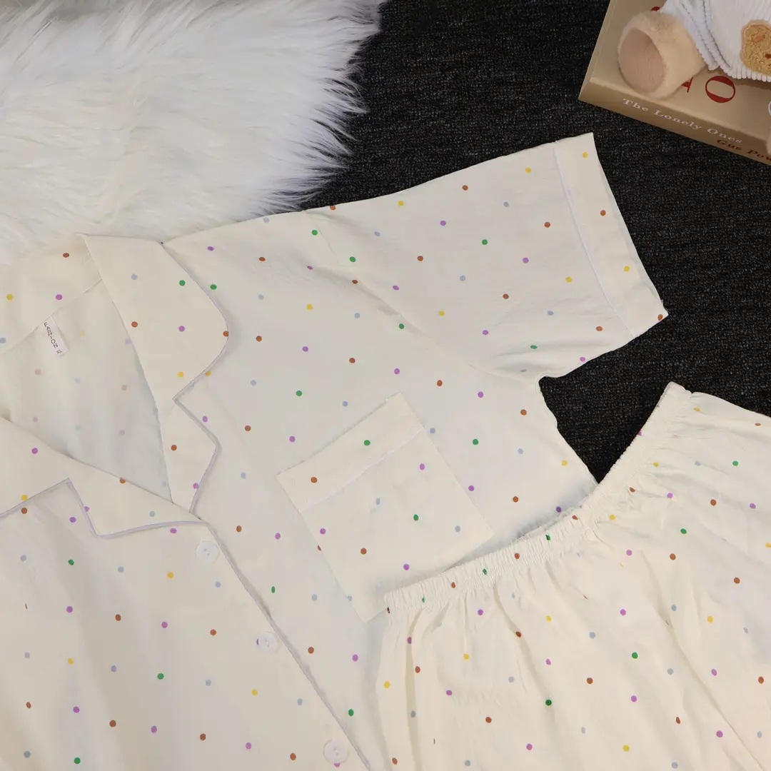 Cloud Cotton Pajamas for Women, Summer Short-Sleeve Shorts, Internet Celebrity Live Broadcast, Sweet and Cute Student Loungewear Set, Packaged — feature 7