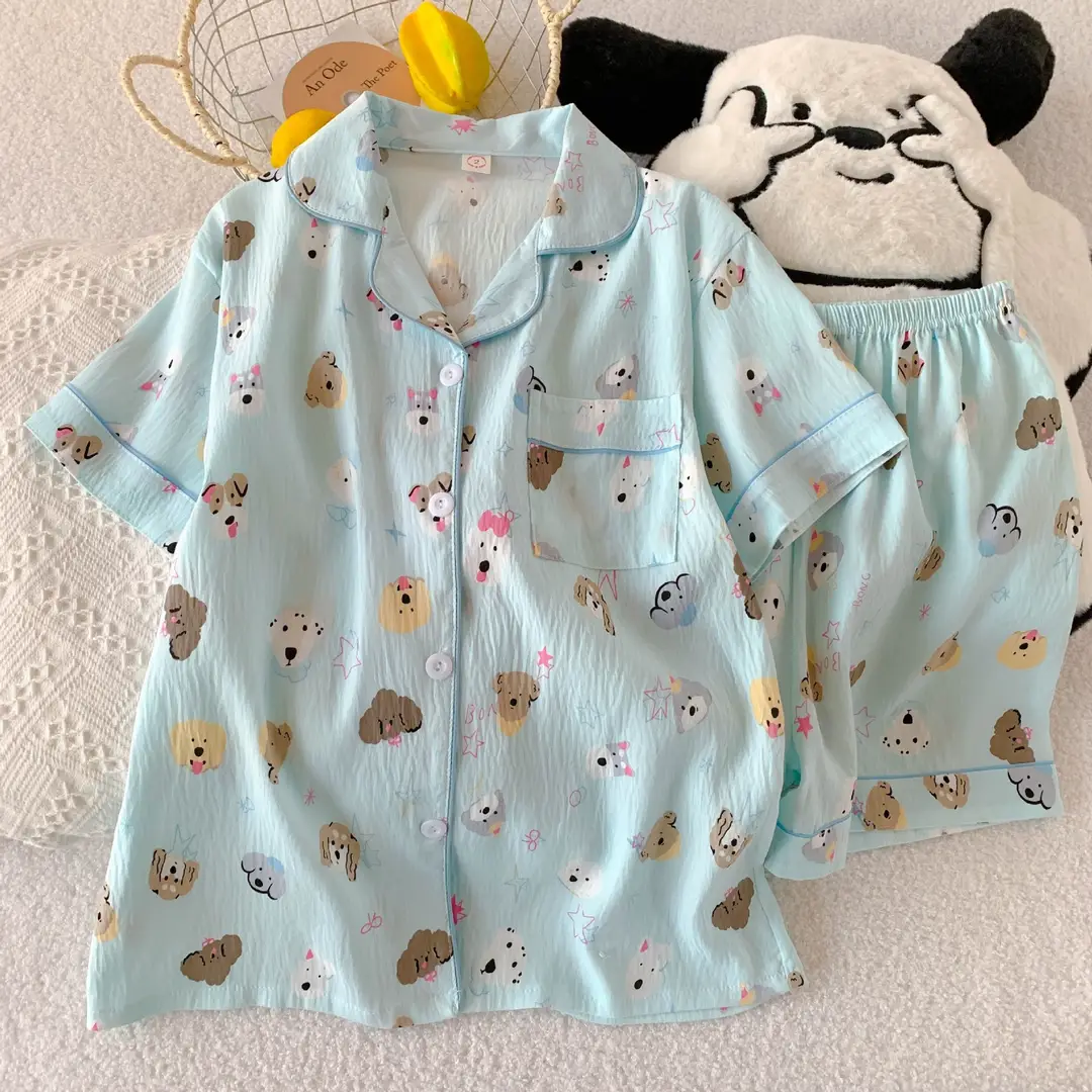 Cloud Cotton Pajamas for Women, Summer Short-Sleeve Shorts, Internet Celebrity Live Broadcast, Sweet and Cute Student Loungewear Set, Packaged