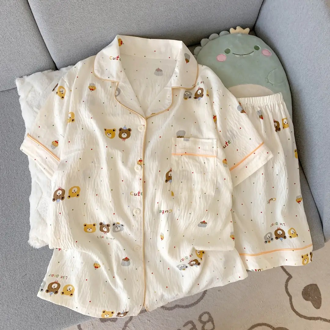 Cloud Cotton Pajamas for Women, Summer Short-Sleeve Shorts, Internet Celebrity Live Broadcast, Sweet and Cute Student Loungewear Set, Packaged