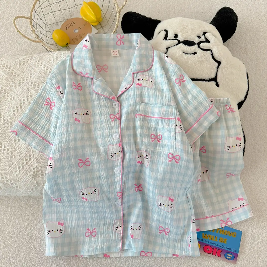 Cloud Cotton Pajamas for Women, Summer Short-Sleeve Shorts, Internet Celebrity Live Broadcast, Sweet and Cute Student Loungewear Set, Packaged