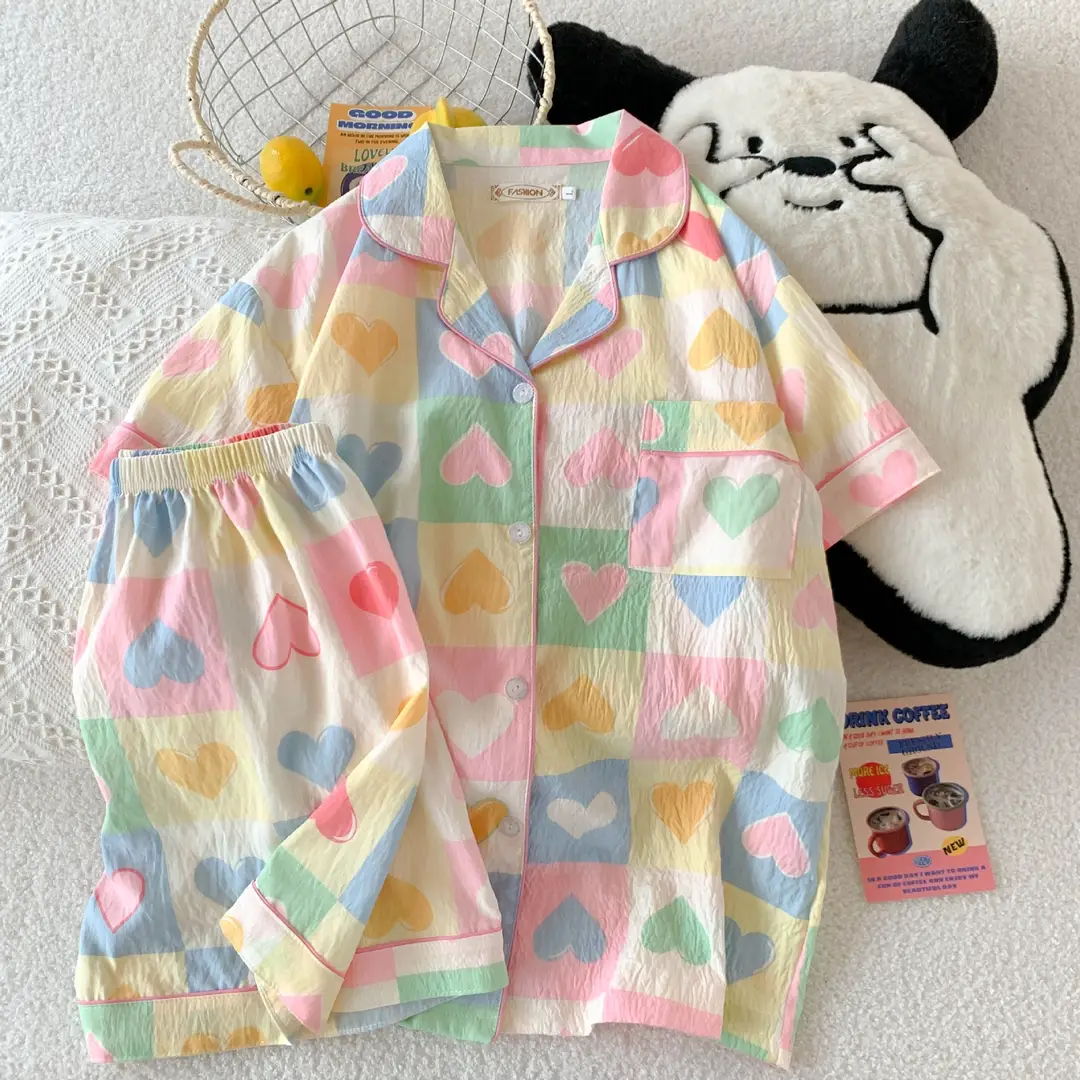 Cloud Cotton Pajamas for Women, Summer Short-Sleeve Shorts, Internet Celebrity Live Broadcast, Sweet and Cute Student Loungewear Set, Packaged