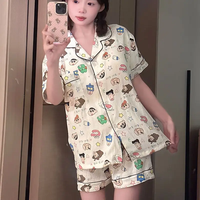 Cloud Cotton Pajamas for Women, Summer Short-Sleeve Shorts, Internet Celebrity Live Broadcast, Sweet and Cute Student Loungewear Set, Packaged