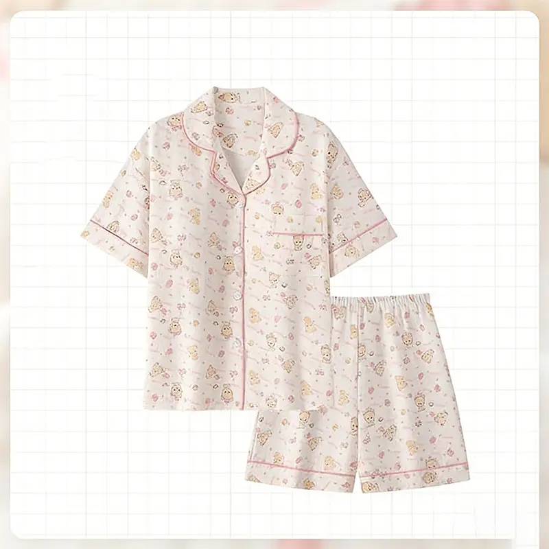 Cloud Cotton Pajamas for Women, Summer Short-Sleeve Shorts, Internet Celebrity Live Broadcast, Sweet and Cute Student Loungewear Set, Packaged