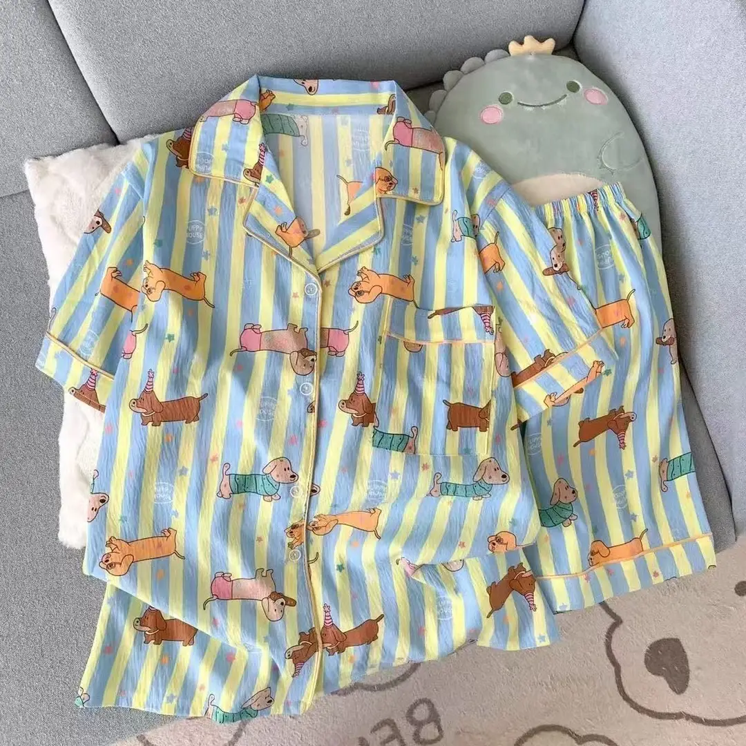 Cloud Cotton Pajamas for Women, Summer Short-Sleeve Shorts, Internet Celebrity Live Broadcast, Sweet and Cute Student Loungewear Set, Packaged