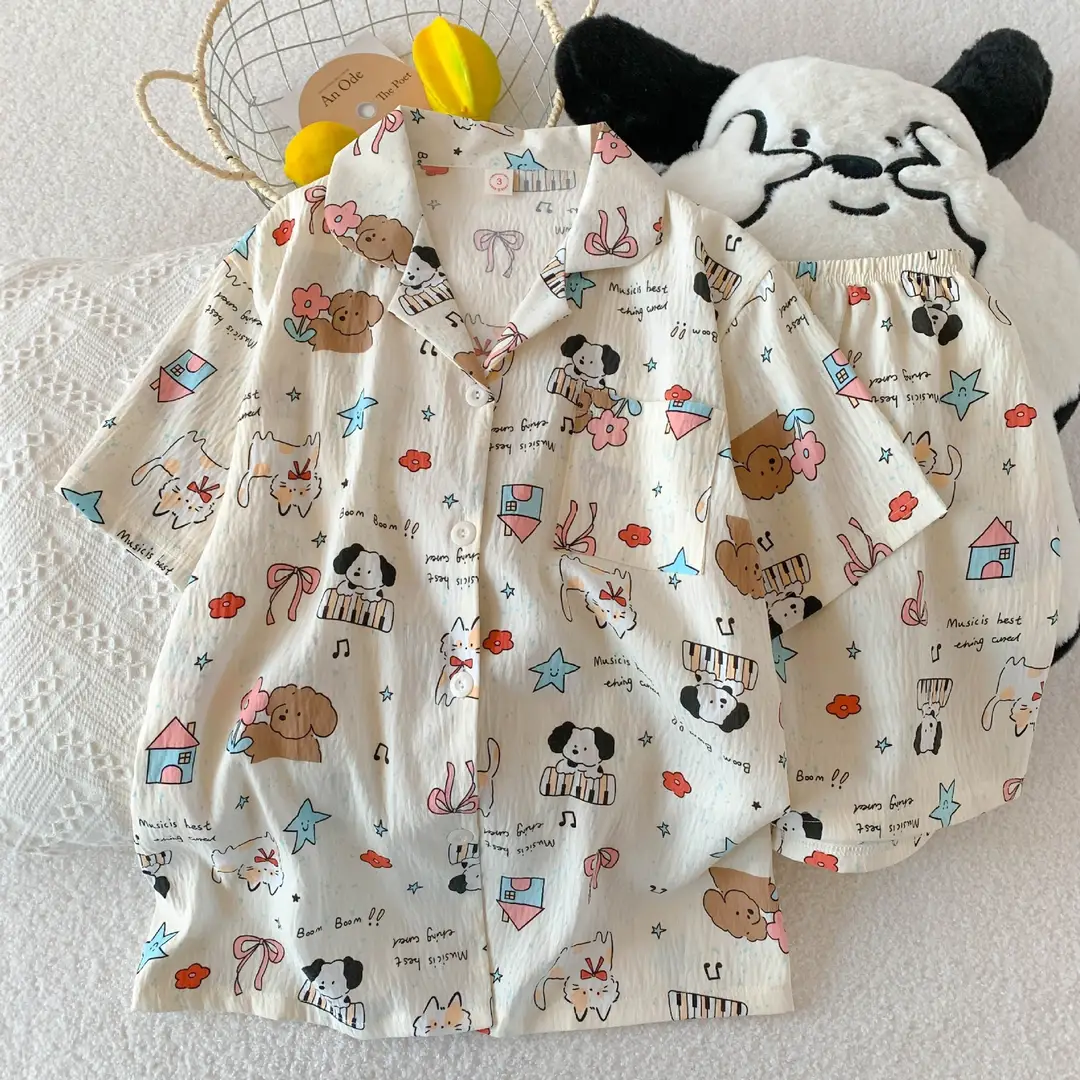 Cloud Cotton Pajamas for Women, Summer Short-Sleeve Shorts, Internet Celebrity Live Broadcast, Sweet and Cute Student Loungewear Set, Packaged