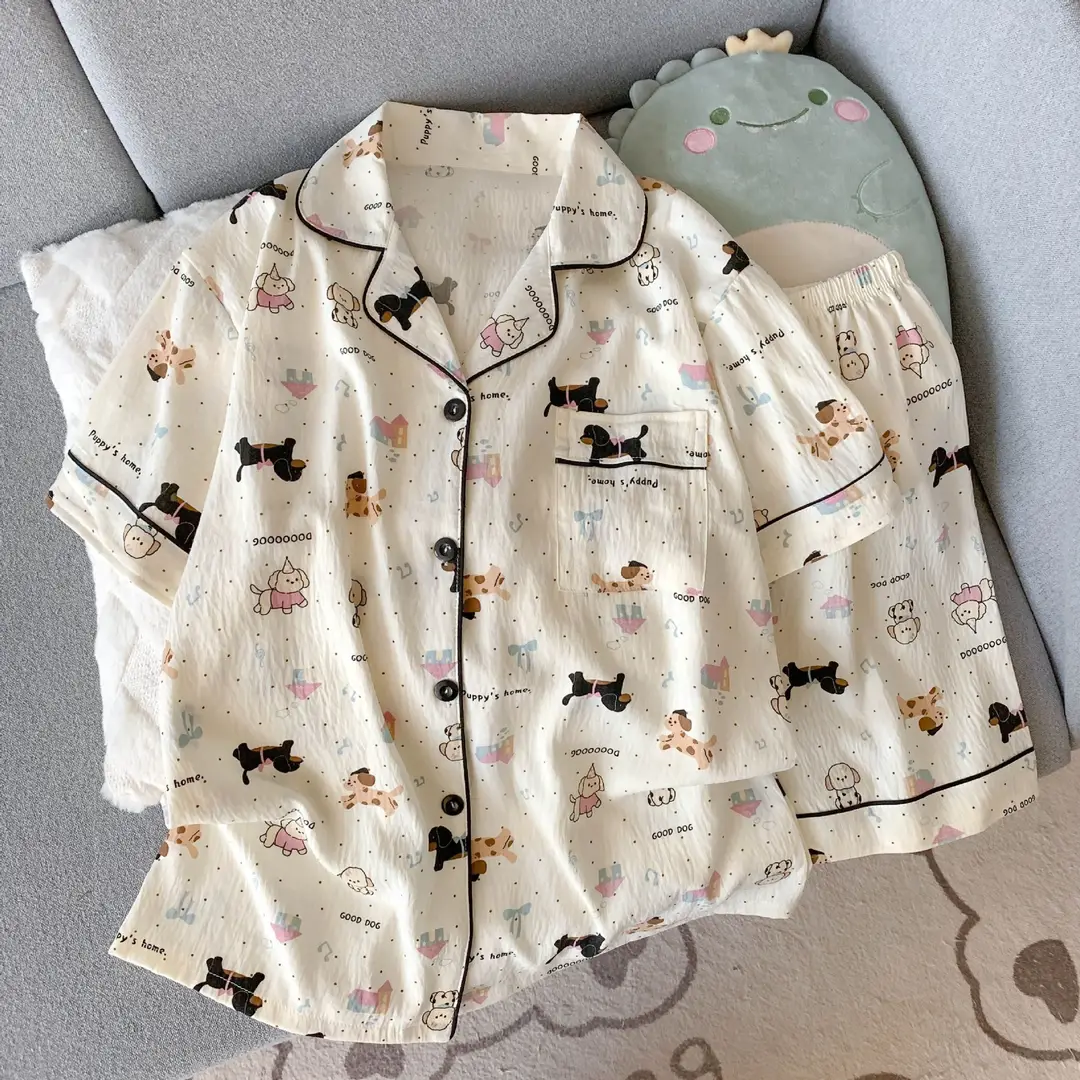 Cloud Cotton Pajamas for Women, Summer Short-Sleeve Shorts, Internet Celebrity Live Broadcast, Sweet and Cute Student Loungewear Set, Packaged