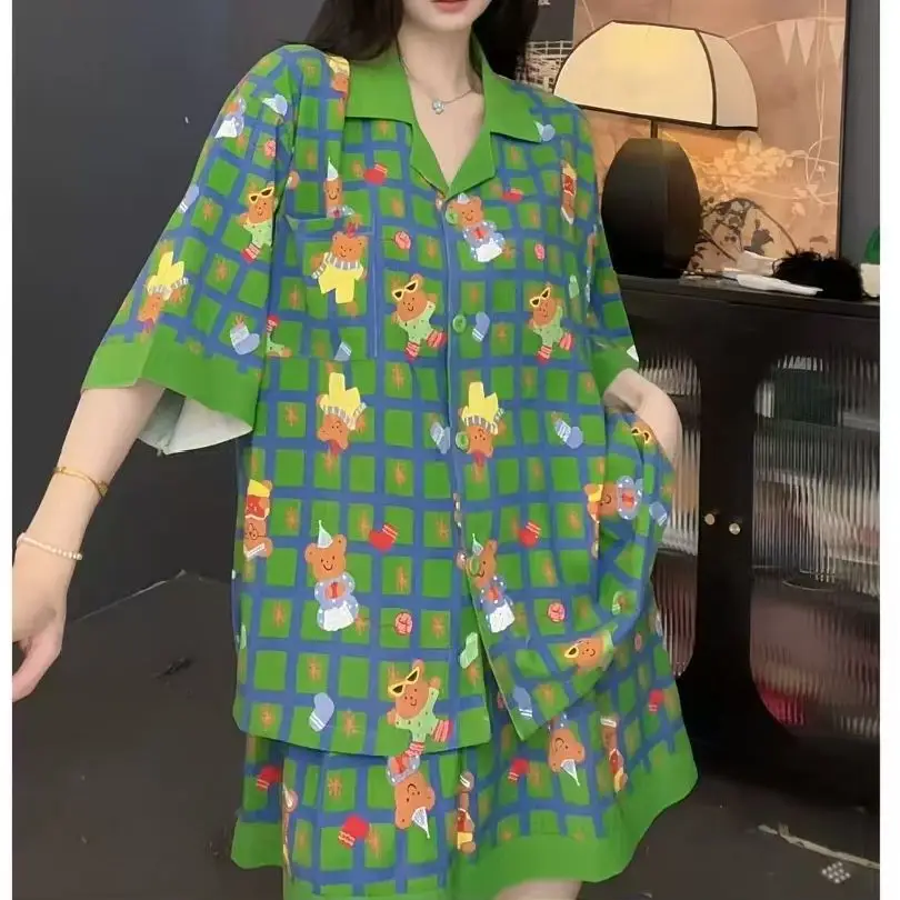 Cloud Cotton Pajamas for Women, Summer Short-Sleeve Shorts, Internet Celebrity Live Broadcast, Sweet and Cute Student Loungewear Set, Packaged