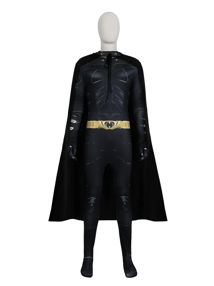 Batman Adult Jumpsuit Cosplay Costume Batman Muscle Print Cape Halloween Hero Cross-Border Performance Costume