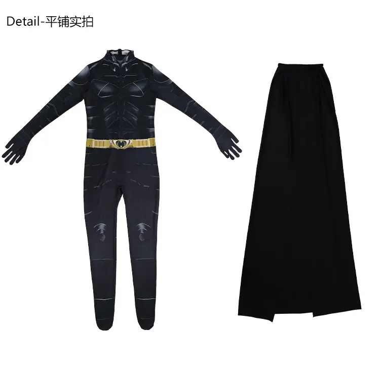 Batman Adult Jumpsuit Cosplay Costume Batman Muscle Print Cape Halloween Hero Cross-Border Performance Costume — feature 11