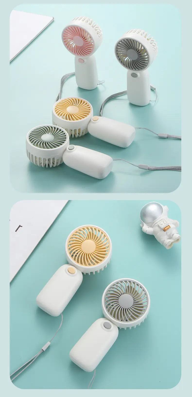 Electric Fan Handheld Small Fan Outdoor Battery Lanyard Fan Portable Strong Wind Mini Handheld Fan L-617 — feature 14