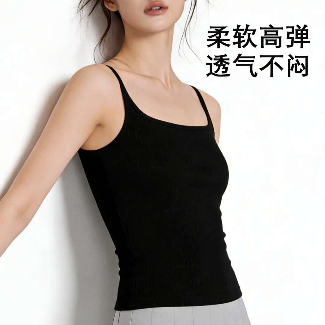 Women's Camisole with Chest Pads, Seamless, Beautiful Back Design, Suitable for Wearing Alone or as an Inner Layer, Summer Camisole with Chest Pads