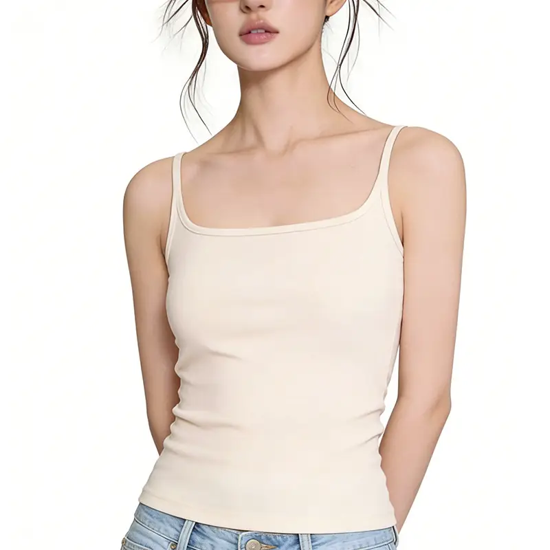 Women's Camisole with Chest Pads, Seamless, Beautiful Back Design, Suitable for Wearing Alone or as an Inner Layer, Summer Camisole with Chest Pads