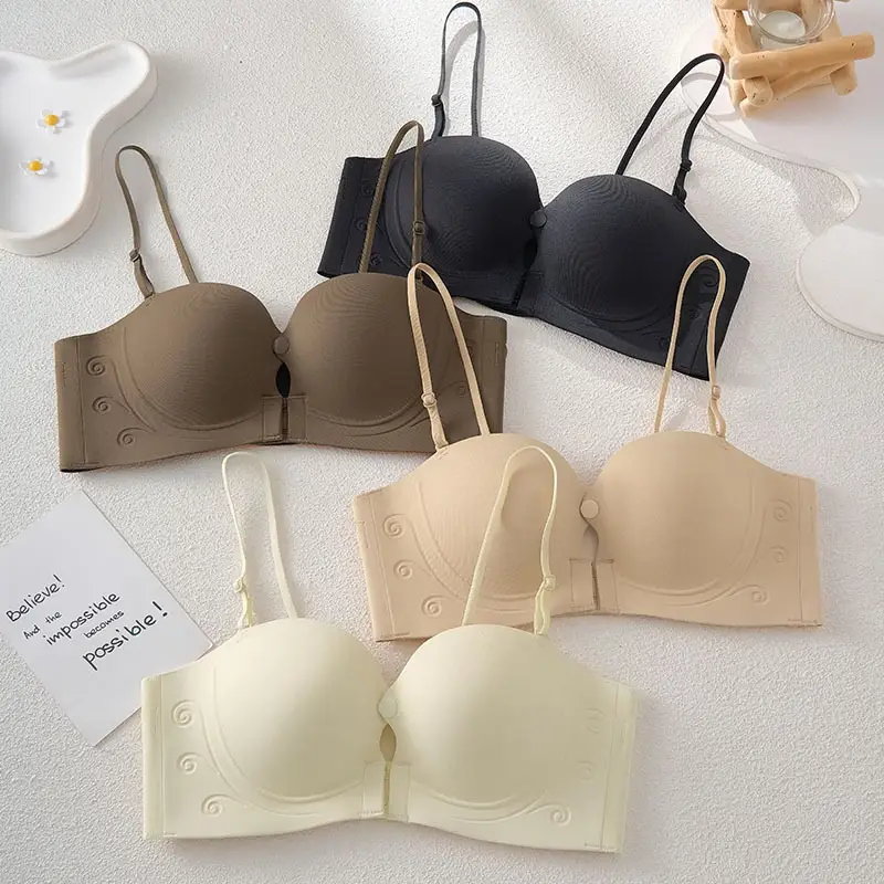 Strapless Front-Clasp Bra for Women with Small Busts, Anti-Slip, Seamless Invisible Bra
