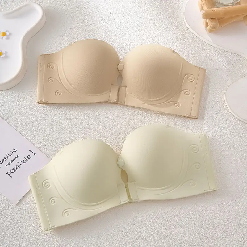 Strapless Front-Clasp Bra for Women with Small Busts, Anti-Slip, Seamless Invisible Bra