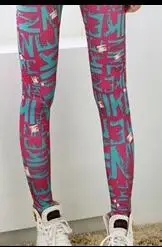 Blue English Letter Printed Ankle-Length Women's Leggings