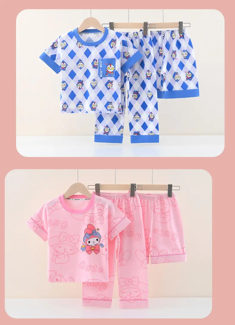 [Class a Pure Cotton] Three-Piece Set of 100% Pure Cotton Pajamas for Boys, Summer Set for Older Boys, Summer Set for Girls — feature 15