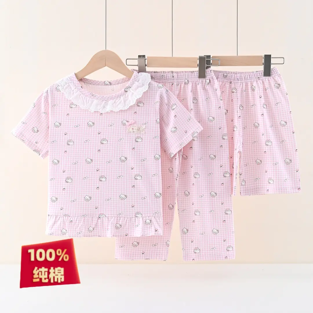 [Class a Pure Cotton] Three-Piece Set of 100% Pure Cotton Pajamas for Boys, Summer Set for Older Boys, Summer Set for Girls