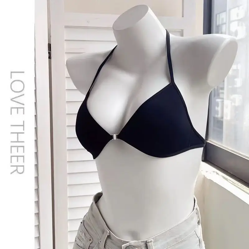 French-Style Front-Clasp Cross-Back Beautiful Back Bra for Small Bust Girls, Thin Strap, Wireless, Seamless Bra Wholesale — feature 5