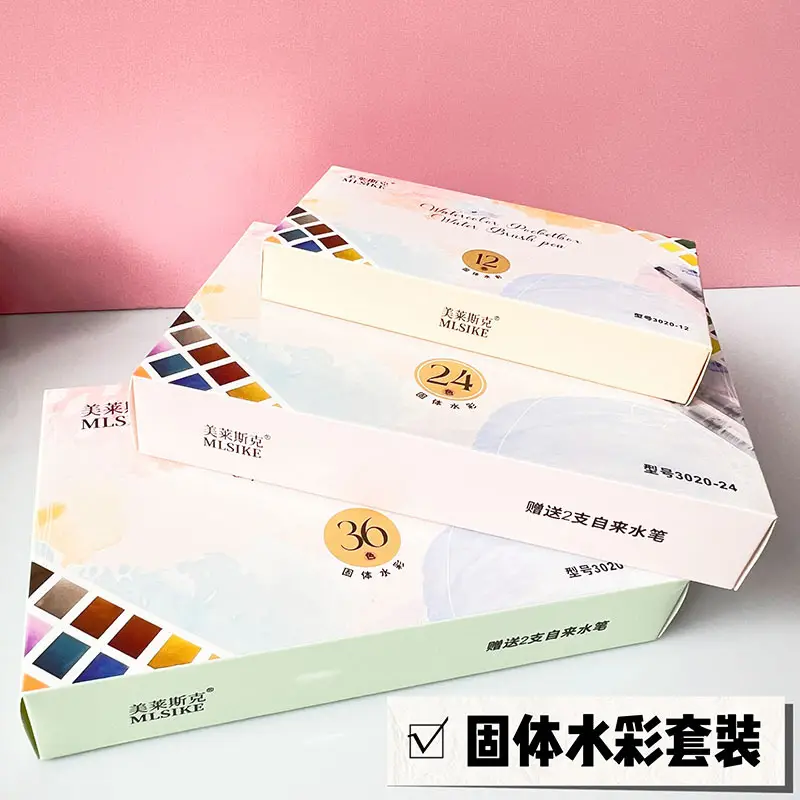 Meilaiske Solid Watercolor Paint Set 24 Colors Fluorescent Colors for Art Students and Beginners, Washable — feature 7