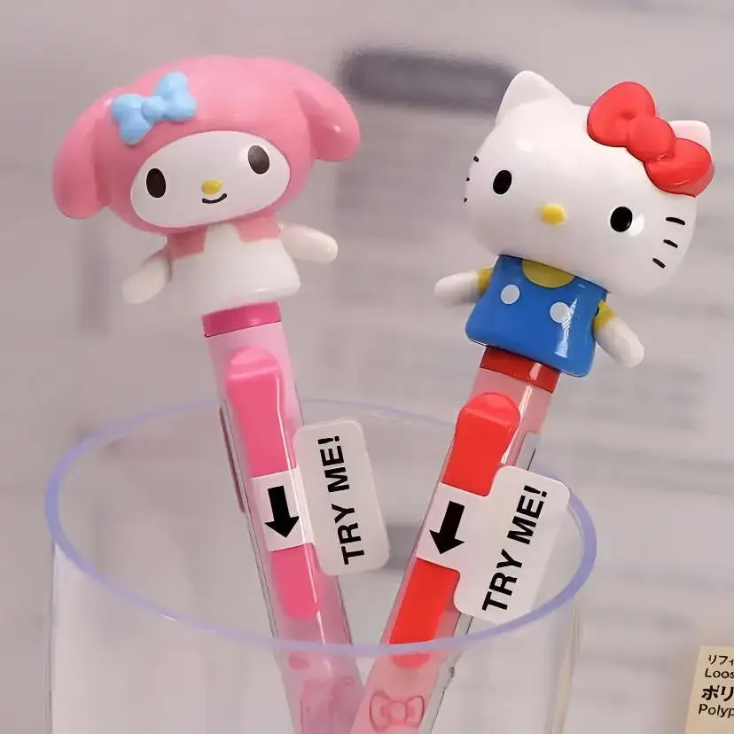 Cartoon Kt Cat Melody Pen with Movable Arms, Press-Type Gel Pen, Quick-Drying, Smooth Writing, Cute Pen, Gift for Classmates and Friends