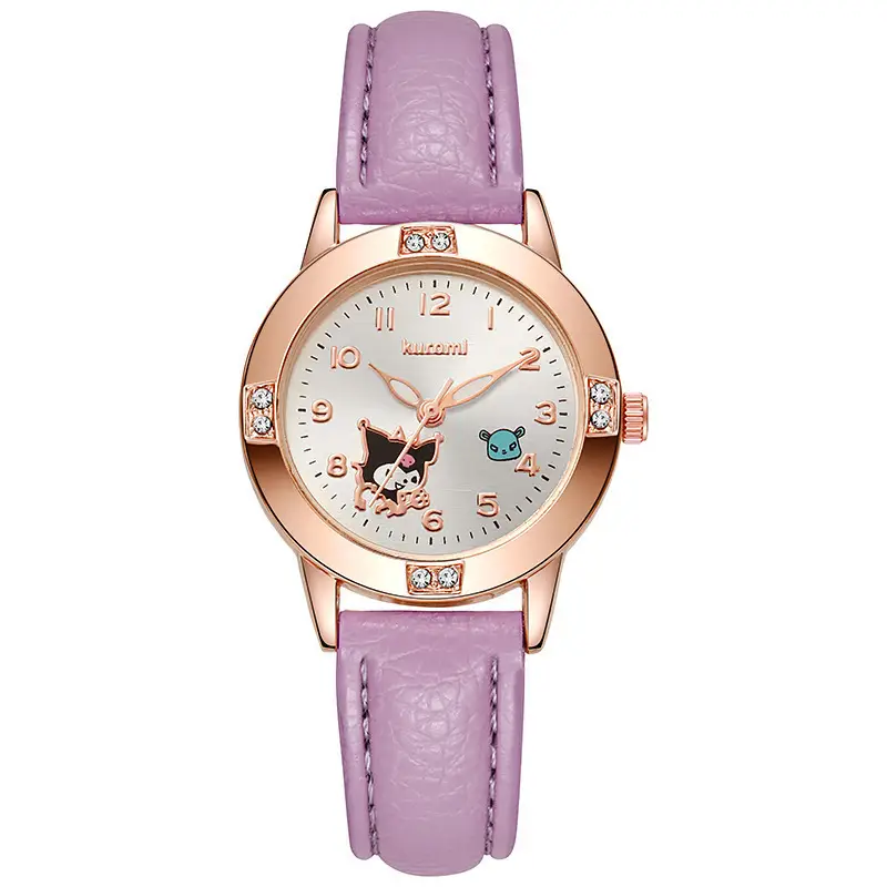 Foreign Trade Hot-Selling Rose Gold Diamond-Encrusted Leather Strap Middle School Student Watch for Women, Sanrio Quartz Watch, Cross-Border Wholesale in Stock - Image 19