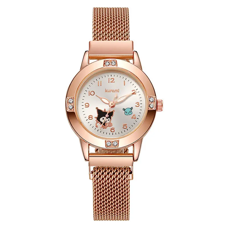 Foreign Trade Hot-Selling Rose Gold Diamond-Encrusted Leather Strap Middle School Student Watch for Women, Sanrio Quartz Watch, Cross-Border Wholesale in Stock - Image 11