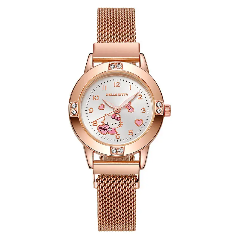 Foreign Trade Hot-Selling Rose Gold Diamond-Encrusted Leather Strap Middle School Student Watch for Women, Sanrio Quartz Watch, Cross-Border Wholesale in Stock - Image 13