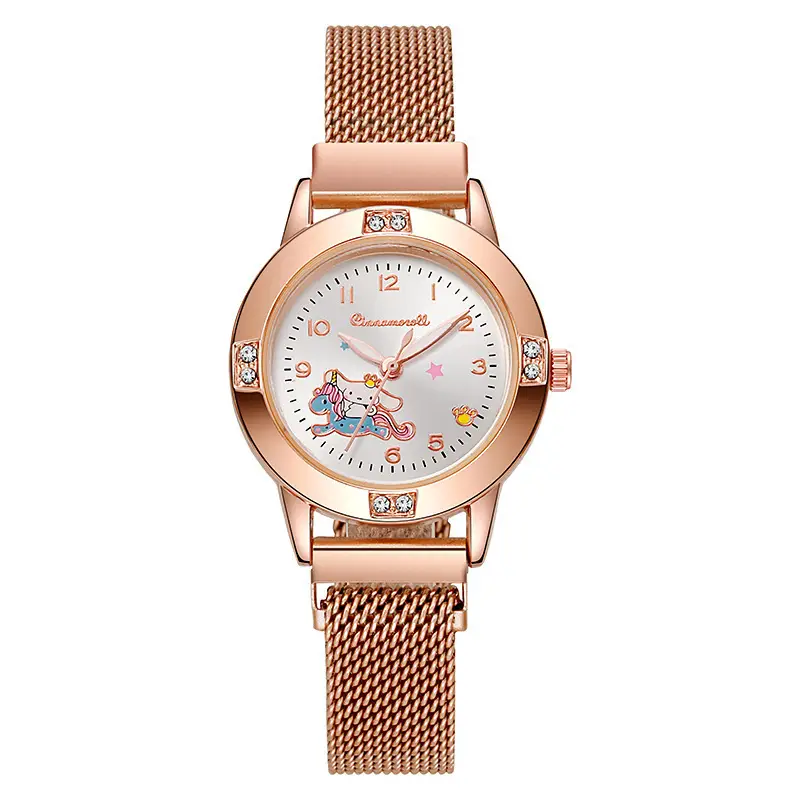 Foreign Trade Hot-Selling Rose Gold Diamond-Encrusted Leather Strap Middle School Student Watch for Women, Sanrio Quartz Watch, Cross-Border Wholesale in Stock - Image 14