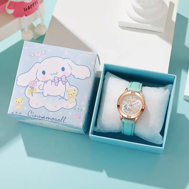 Foreign Trade Hot-Selling Rose Gold Diamond-Encrusted Leather Strap Middle School Student Watch for Women, Sanrio Quartz Watch, Cross-Border Wholesale in Stock - Image 4