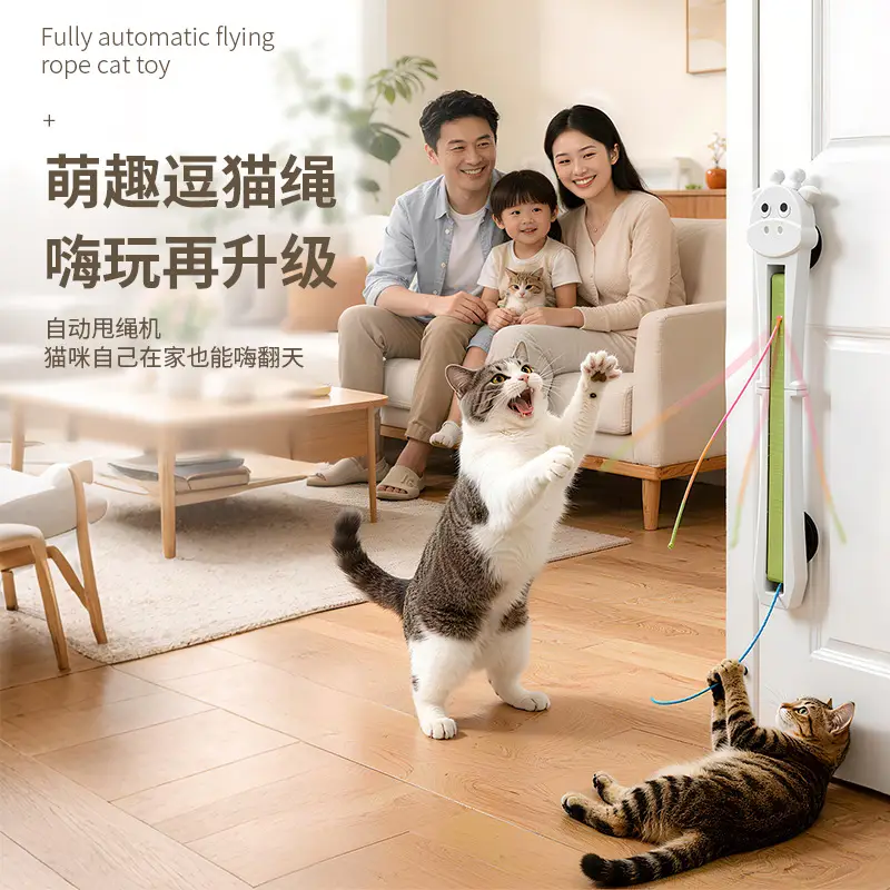 Cross-Border New Product: Fully Automatic Cat Teasing Rope Machine, Door-Mounted Automatic Motion Rope Cat Toy, Pet Toy