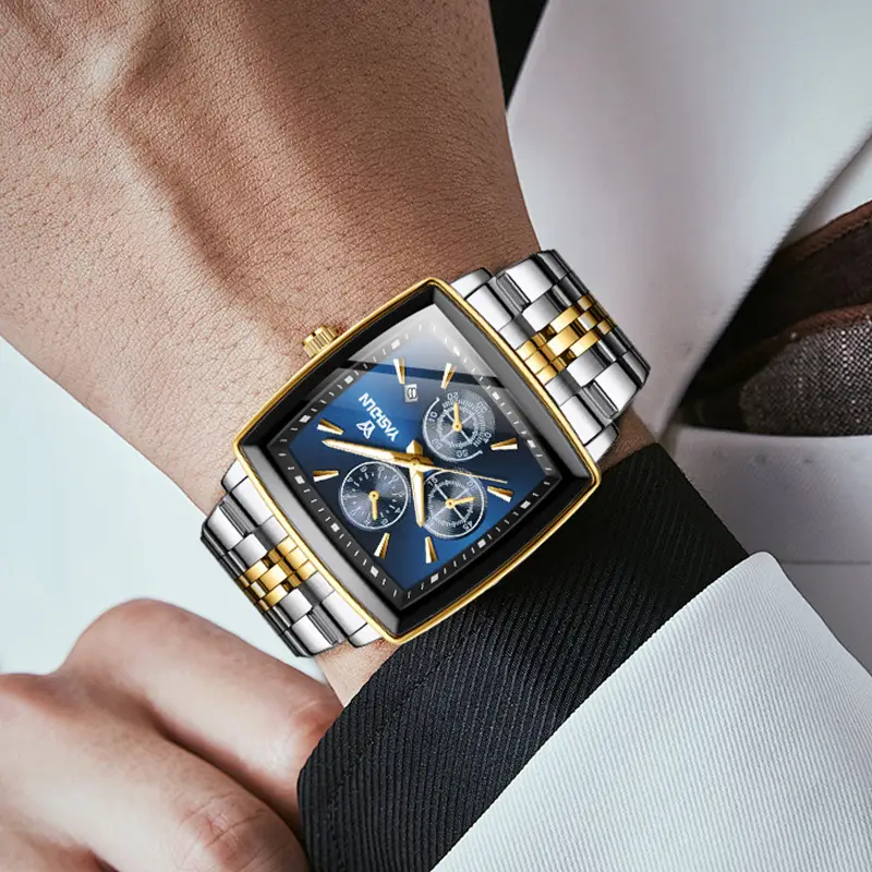 2026 New Model Men's High-End Watch, Square-Shaped, Elegant Business Style, Light Luxury, Luminous, Waterproof, Fully Automatic Quartz Wristwatch