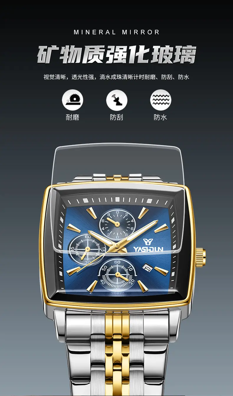 2026 New Model Men's High-End Watch, Square-Shaped, Elegant Business Style, Light Luxury, Luminous, Waterproof, Fully Automatic Quartz Wristwatch — feature 9
