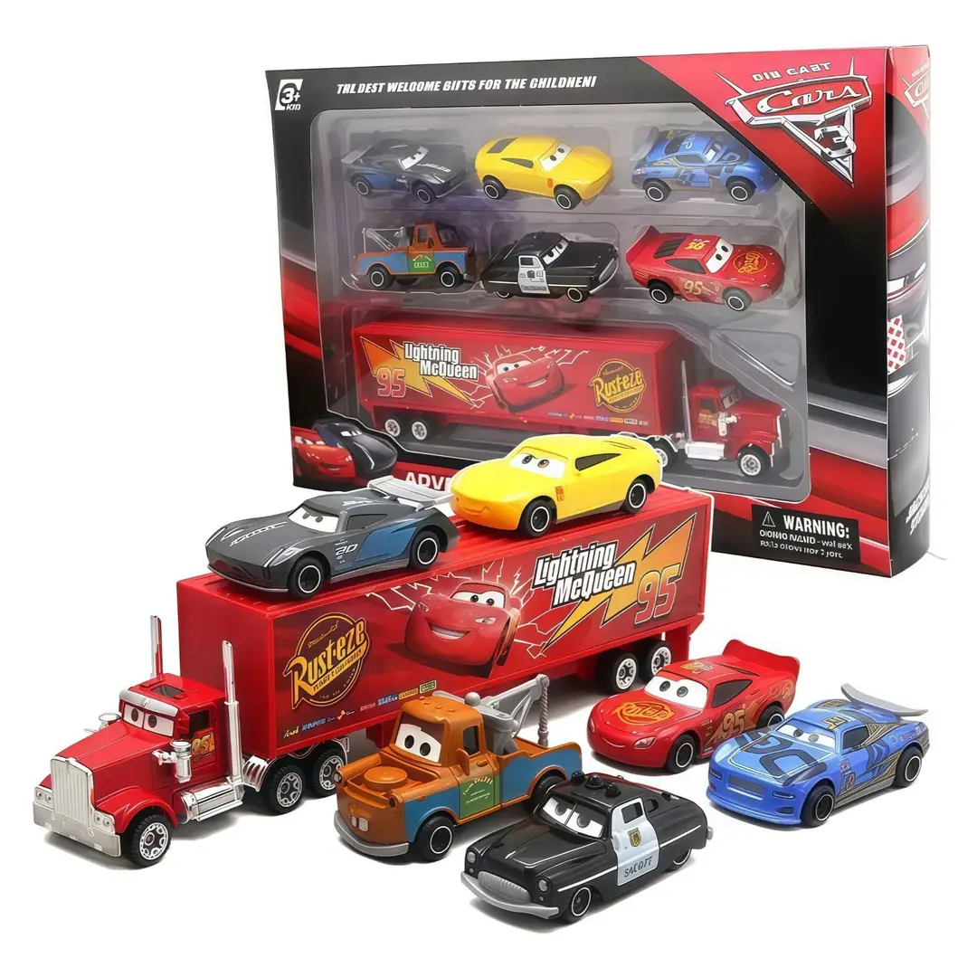 Cross-Border Mcqueen Lightning Mcqueen Car Model Black Storm Sheriff Children's Toy Sliding Alloy Racing Car for Boys