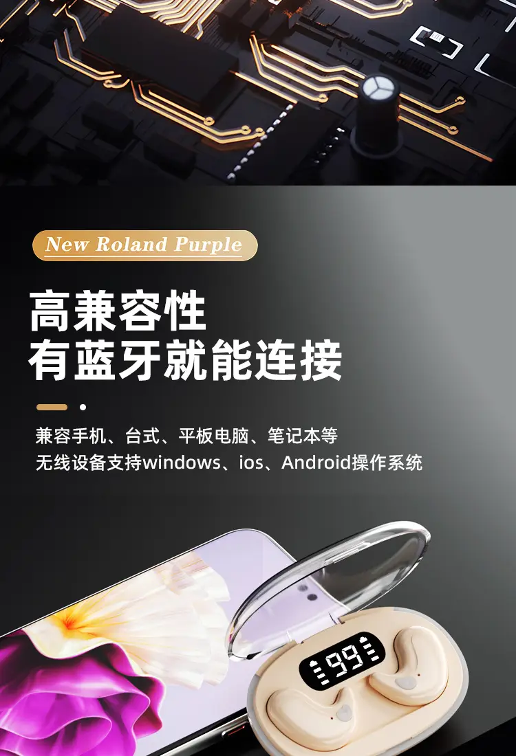 Cross-Border Popular Sleep Wireless Bluetooth Earphones, On-Ear Noise-Cancelling Private Model, Ultra-Long Battery Life, Digital Display Earphones in Stock — feature 13