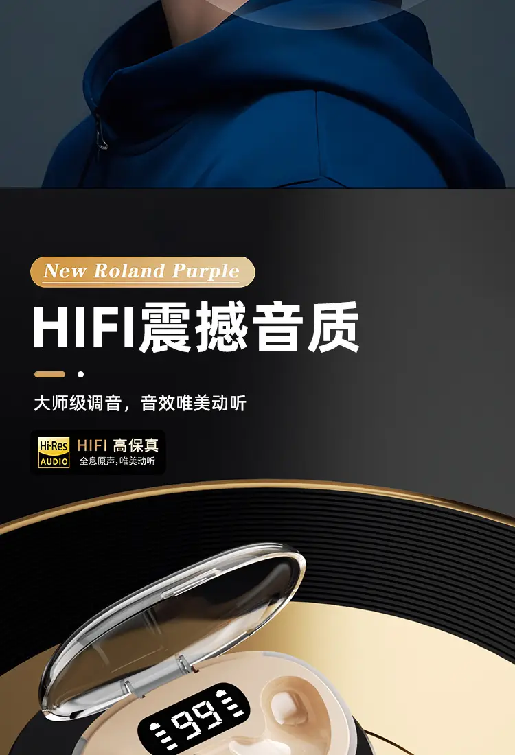 Cross-Border Popular Sleep Wireless Bluetooth Earphones, On-Ear Noise-Cancelling Private Model, Ultra-Long Battery Life, Digital Display Earphones in Stock — feature 8