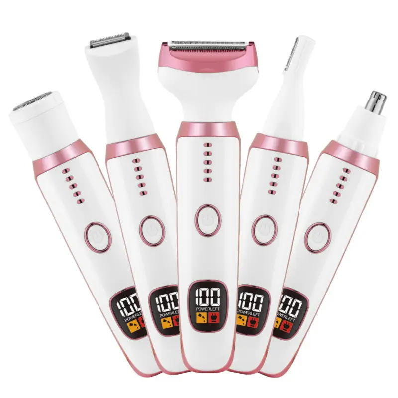 Multifunctional Hair Shaver, Electric Hair Clipper, Razor, Five-In-One Digital Display Hair Trimmer for Women's Body and Private Parts