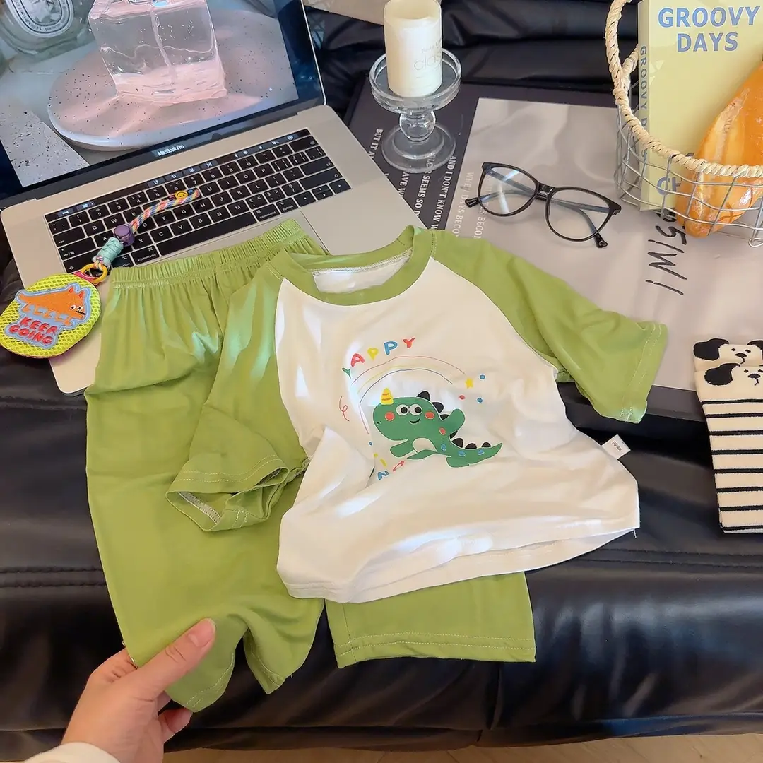 Children's Modal Home Clothes, Three-Quarter Sleeve Pajamas Set, Boys and Girls Air-Conditioned Clothing Two-Piece Set