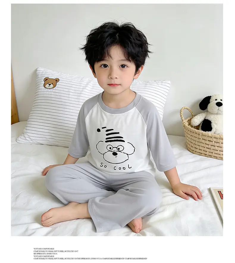 Children's Modal Home Clothes, Three-Quarter Sleeve Pajamas Set, Boys and Girls Air-Conditioned Clothing Two-Piece Set — feature 10