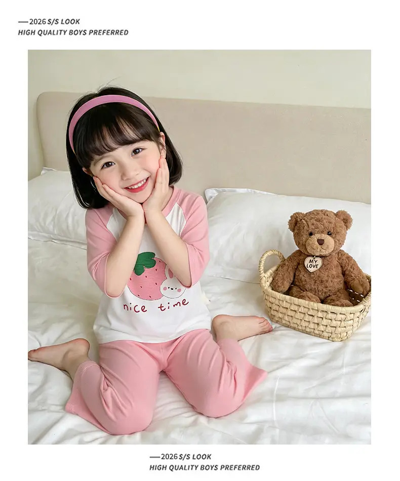 Children's Modal Home Clothes, Three-Quarter Sleeve Pajamas Set, Boys and Girls Air-Conditioned Clothing Two-Piece Set — feature 12