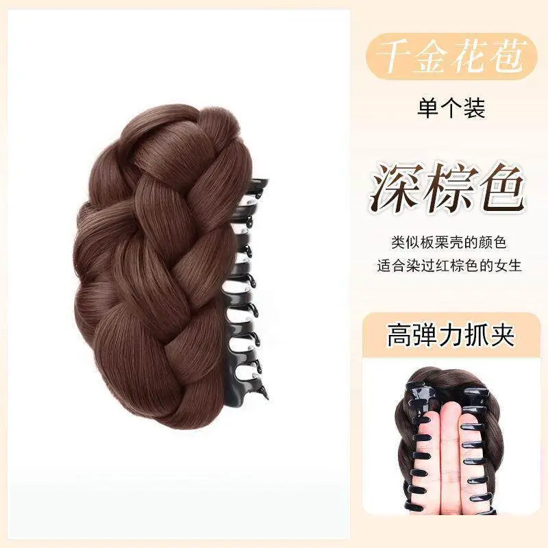 Ponytail Wig for Women with High Cranial Volume, Braided Bun, Fluffy Hair Clip, Hair Styling Tool for the Back of the Head, Fake Hair Bun - Image 3