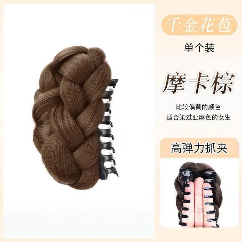 Ponytail Wig for Women with High Cranial Volume, Braided Bun, Fluffy Hair Clip, Hair Styling Tool for the Back of the Head, Fake Hair Bun - Image 4