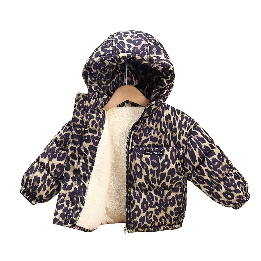 Foreign Trade Children's Clothing, Children's down Cotton Jacket, Boys' Cotton Coat, Girls' Thickened Cotton Clothing, Floral Fleece-Lined Children's Outerwear