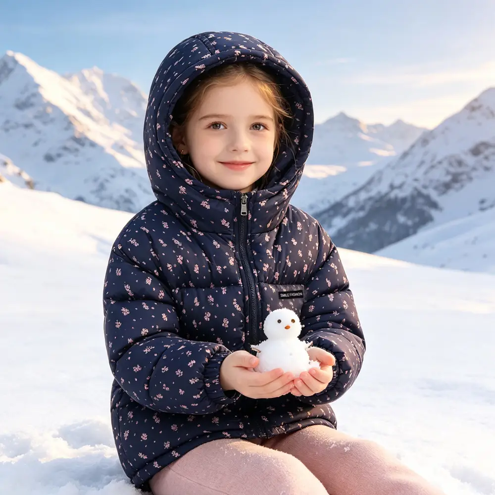 Foreign Trade Children's Clothing, Children's down Cotton Jacket, Boys' Cotton Coat, Girls' Thickened Cotton Clothing, Floral Fleece-Lined Children's Outerwear — feature 37