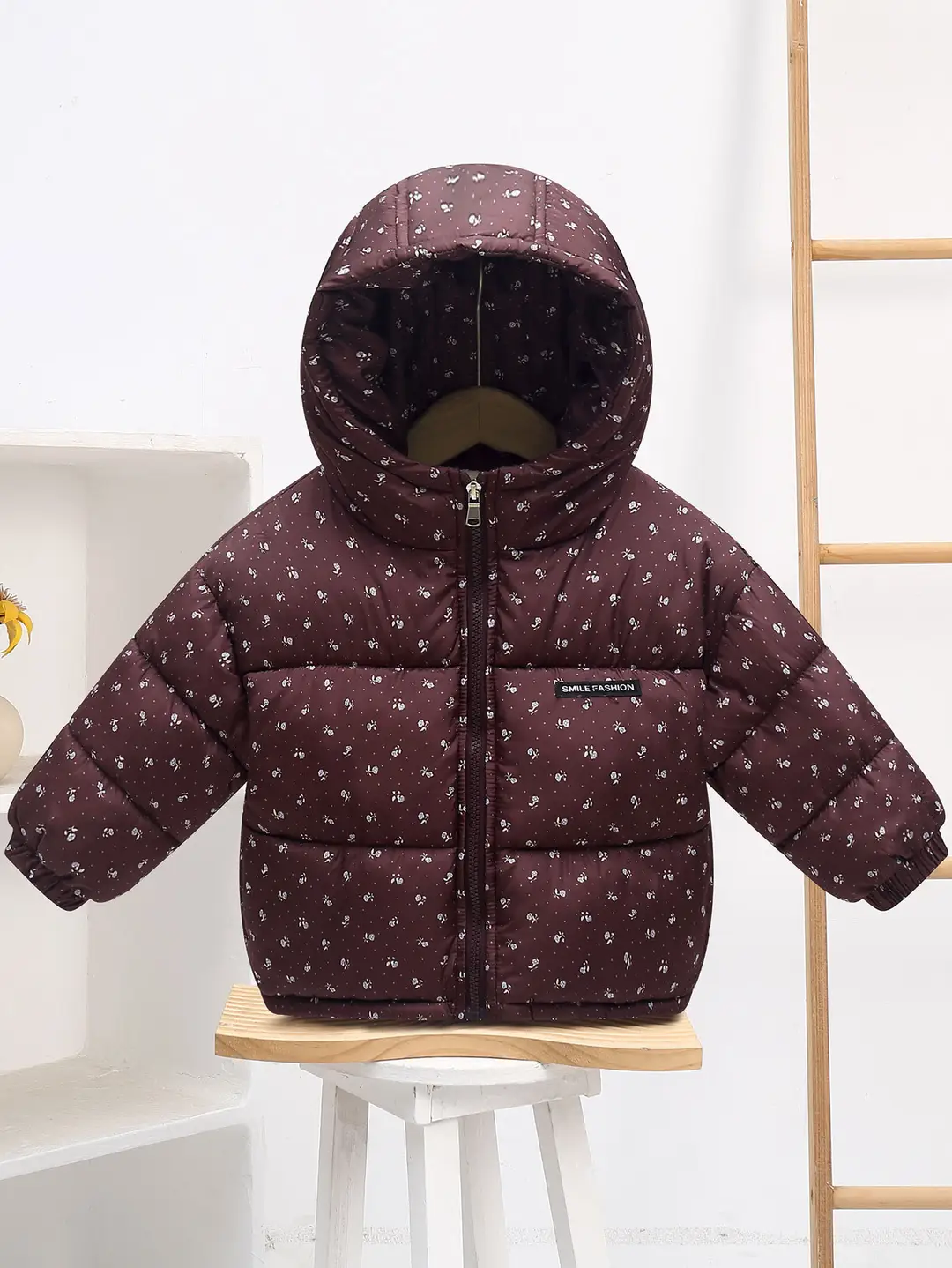 Foreign Trade Children's Clothing, Children's down Cotton Jacket, Boys' Cotton Coat, Girls' Thickened Cotton Clothing, Floral Fleece-Lined Children's Outerwear — feature 4