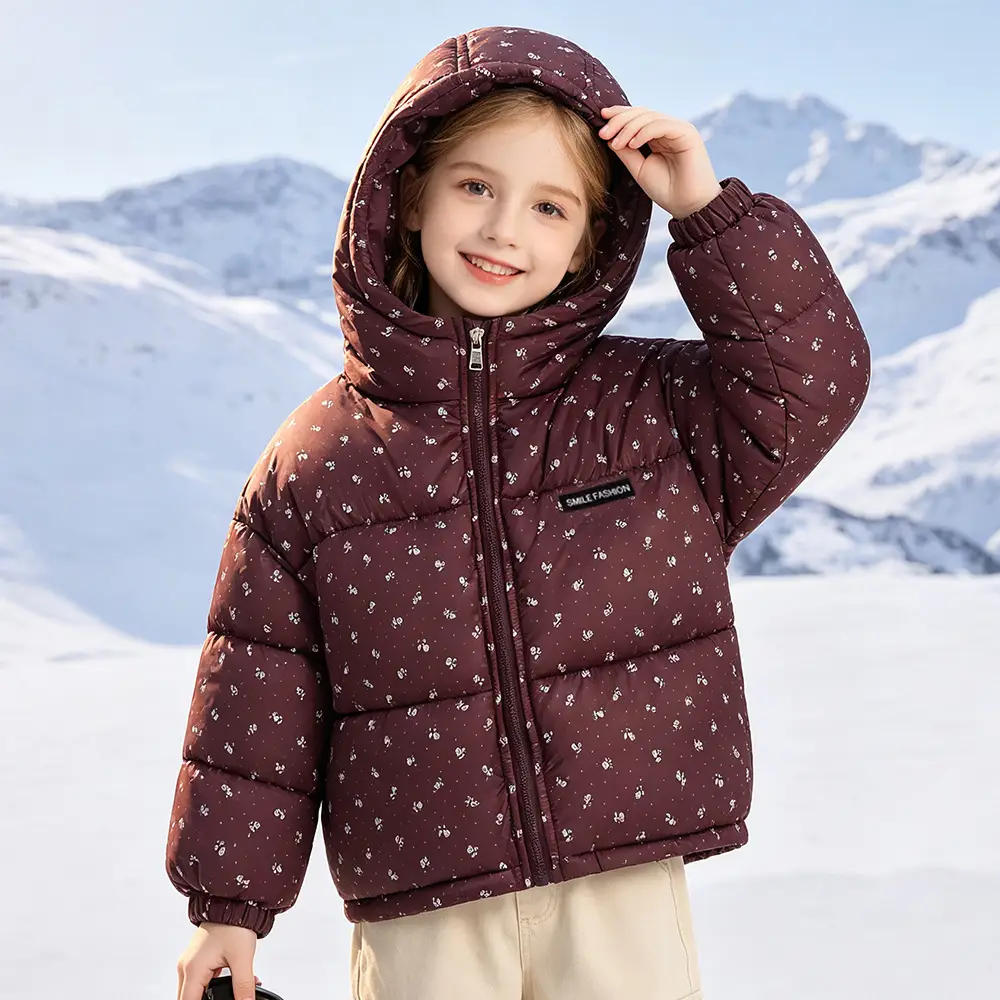 Foreign Trade Children's Clothing, Children's down Cotton Jacket, Boys' Cotton Coat, Girls' Thickened Cotton Clothing, Floral Fleece-Lined Children's Outerwear — feature 41