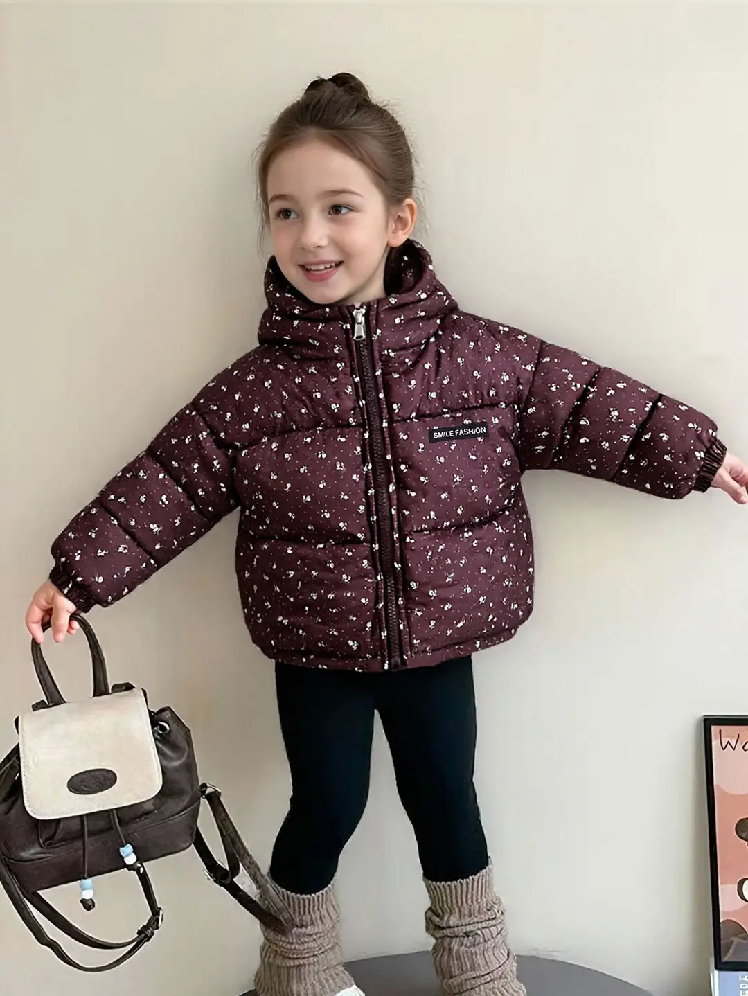 Foreign Trade Children's Clothing, Children's down Cotton Jacket, Boys' Cotton Coat, Girls' Thickened Cotton Clothing, Floral Fleece-Lined Children's Outerwear — feature 8