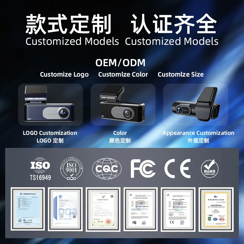 Cross-Border 2026 New Model High-Definition Three-Camera 4K Dashcam with Wifi Gps Lens Car Dashcam Customization