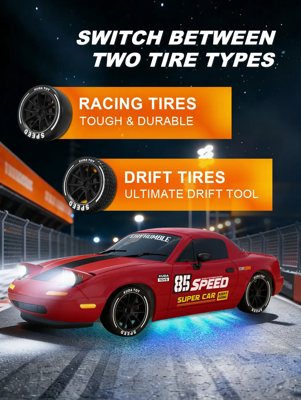 Professional High-Speed Rc Remote Control Car Four-Wheel Drive One-Button Spray Light Drift Racing Car Mx5 Kidsren's Car Boy Toy — feature 15