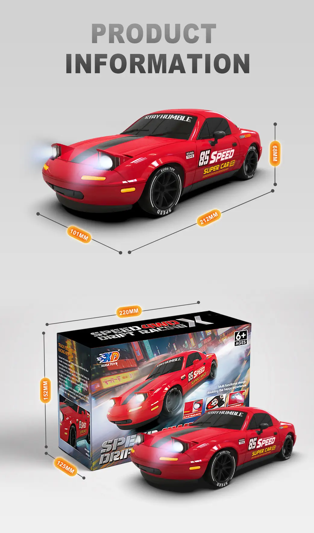 Professional High-Speed Rc Remote Control Car Four-Wheel Drive One-Button Spray Light Drift Racing Car Mx5 Kidsren's Car Boy Toy — feature 16