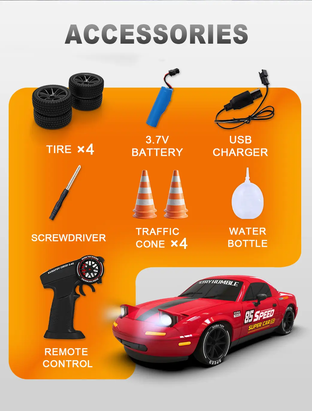 Professional High-Speed Rc Remote Control Car Four-Wheel Drive One-Button Spray Light Drift Racing Car Mx5 Kidsren's Car Boy Toy — feature 17